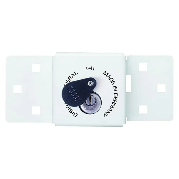 Abus Diskus Candado de disco 141/200+26/70 - An x Al: 21,4 x 7,9 cm, Acero inoxidable - ABUS Diskus Integral 141: Un robusto candado de seguridad blanco con llave, perfecto para una mayor protección. Calidad Made in Germany.