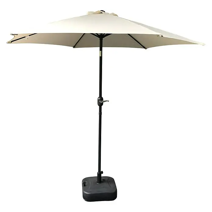 Parasol Arezzo - Crudo, Diámetro de cobertura: 270 cm - Elegante sombrilla de patio color crema con base robusta, ideal para días soleados al aire libre.
