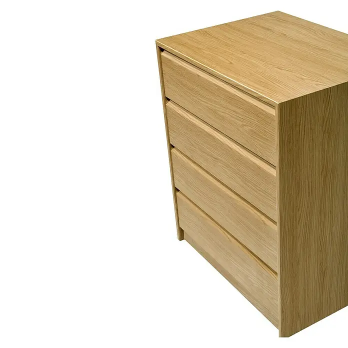 Cajonera montada - L x An x Al: 45 x 50 x 72 cm, Roble, Número de cajones: 4 ud. - Elegante cómoda de madera clara con cuatro cajones, que ofrece espacio de almacenamiento e ideal para dormitorios o salas de estar.