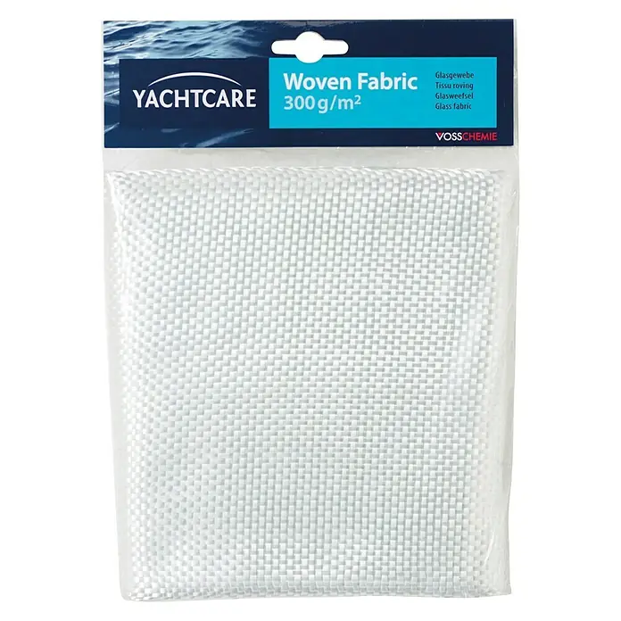 Yachtcare Woven Fabric - 300 g/m², 1 x 1 m, Weiß - Produktbild von Yachtcare Wovengewebe 300 g/m², ein Glasfasergewebe, das für Reparaturen und Verstärkungen im Bootsbau verwendet wird.