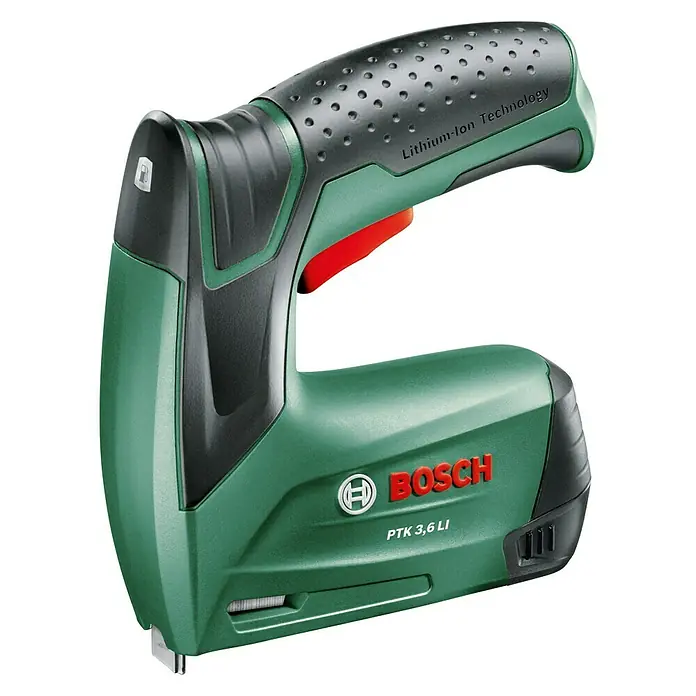 Bosch Akku-Tacker PTK 3,6 LI - 3,6 V, 1 Akku, 1,5 Ah, Klammertiefe: 4 mm - 10 mm - Akkuschrauber Bosch PTK 3,6 LI für Heimwerker- und Bastelarbeiten mit praktischer Lithium-Ionen-Technologie für schnelles und effizientes Arbeiten.