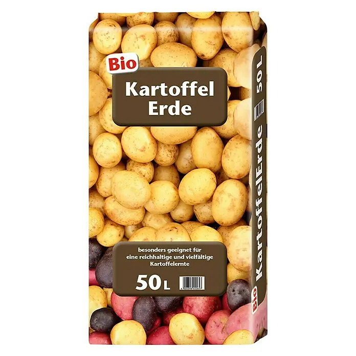 Floragard Tomaten- & Gemüseerde - 50 l - Abbildung einer Packung Bio-Kartoffelerde (50L). Geeignet für eine reichhaltige und vielfältige Kartoffelernte mit natürlichen Inhaltsstoffen.