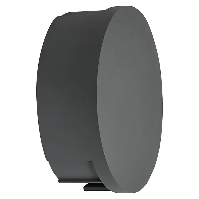 Starlux LED-Außenwandleuchte Genua - 9 W, Anthrazit, IP54 - Nahaufnahme einer modernen, runden Wandleuchte in dunklem Grau, die ein stilvolles Lichtelement für Innenräume darstellt.