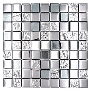 Mozaïektegel Vierkant Crystal XCM 32SB5 (30 x 30 cm, Zilver Metallic, Glanzend)
