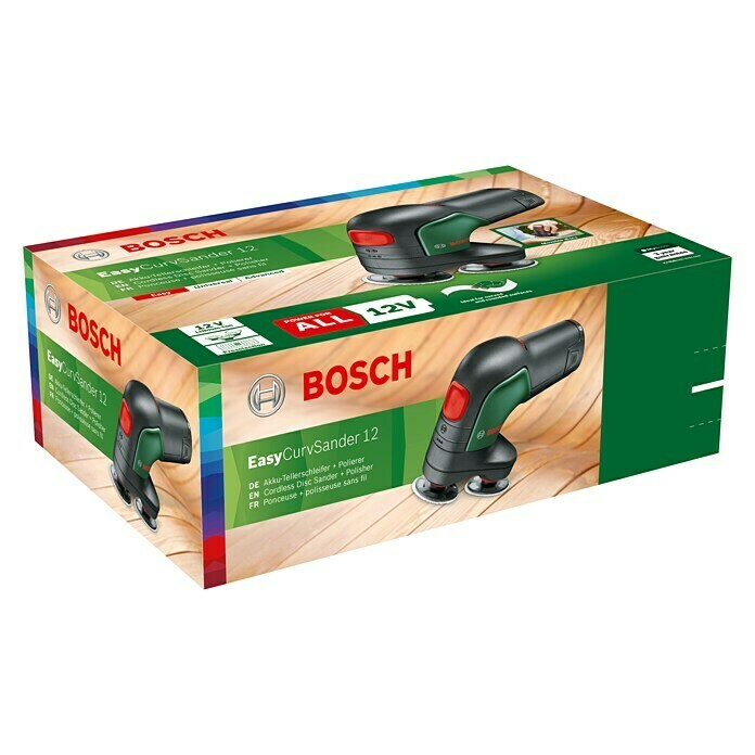 Bosch Akku-Tellerschleifer EasyCurvSander 1212 V, 1 Akku, 2 Ah, Leerlaufschwingzahl: 800 U/min - 1.800 U/min Diagonal View