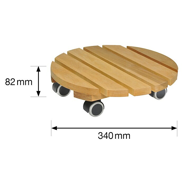 Gardol Pflanzenroller Classic SoftRund, Erle, Max. Belastung: 100 kg Sketch