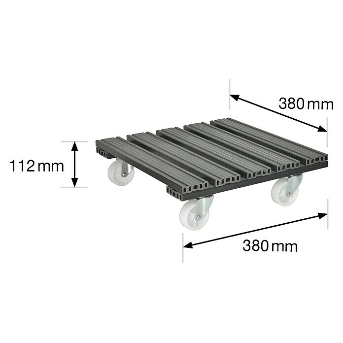 Gardol Pflanzenroller38,5 x 38,5 cm, Anthrazit, Max. Belastung: 100 kg Sketch