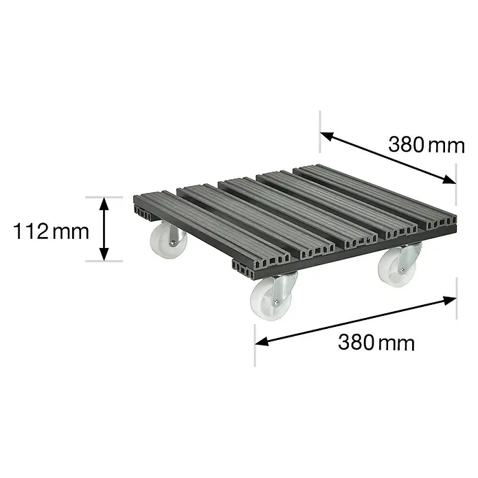Wagner System Pflanzenroller - 38,5 x 38,5 cm, Anthrazit, Max. Belastung: 100 kg - Transportroller aus Kunststoff mit vier Rollen und den Maßen 380 x 380 x 112 mm.