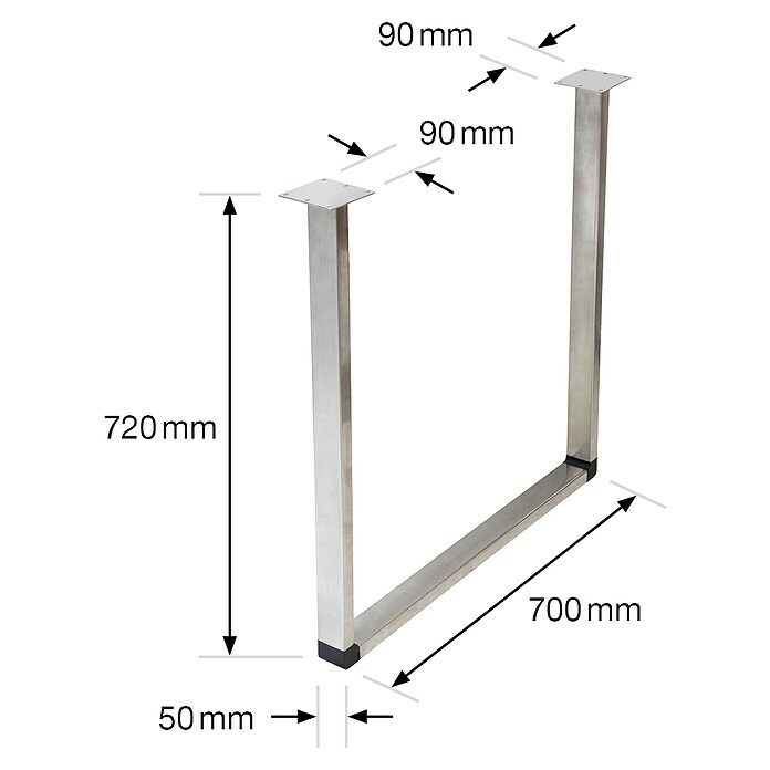 Wagner System TischgestellB x H: 700 x 720 mm, Stahl, Verchromt poliert, Silber Sketch