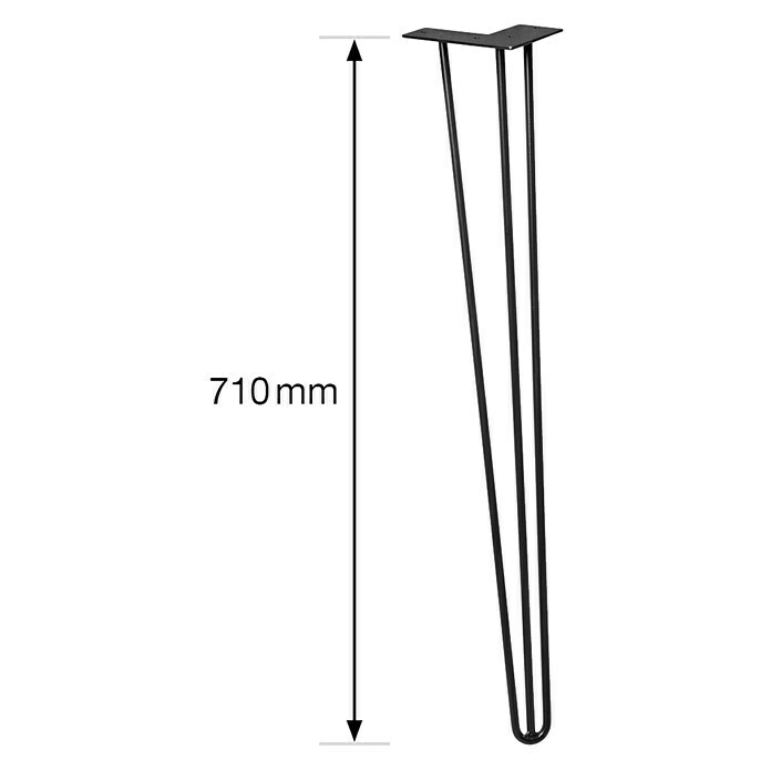 Wagner System Möbelfuß HairpinlegsLänge: 710 mm, Schwarz, Stahl Sketch