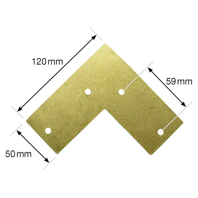 Wagner System Möbelfuß Hairpinlegs - Stahl, Höhe: 40 cm, Gold - Goldener Winkelverbinder mit Abmessungen, ideal für Möbelbefestigungen und Eckverstärkungen.