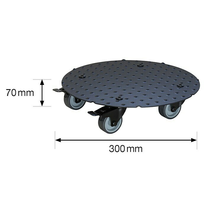 Gardol PflanzenrollerDurchmesser: 30 cm, Aluminium, Schwarz, Max. Belastung: 150 kg Sketch