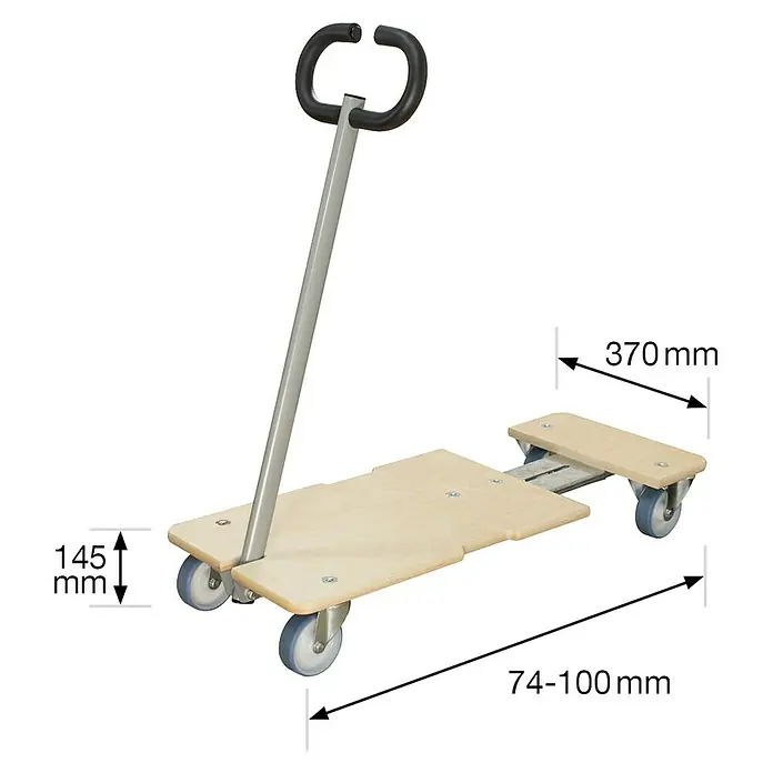 Wagner System Transportroller Star Carrier Extendable MM 1333 - Traglast: 200 kg, Holz - Eine drehbare Patienten Transferhilfe mit Maßen für den einfachen Patiententransfer.