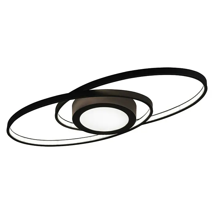 Trio Leuchten LED-Deckenleuchte Galaxy - 27 W, L x B x H: 23 x 57 x 4 cm, Weiß, Warmweiß - Moderne LED-Deckenleuchte mit schwarzem Rahmen und zentralem Lichtelement, ideal für zeitgenössische Wohnräume.
