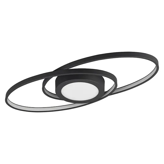 Trio Leuchten LED-Deckenleuchte Galaxy - 27 W, L x B x H: 23 x 57 x 4 cm, Weiß, Warmweiß - Moderne Deckenleuchte in Schwarz mit geschwungenem Design und integriertem LED-Licht. Ideal für stilvolle Beleuchtung im Wohnbereich.