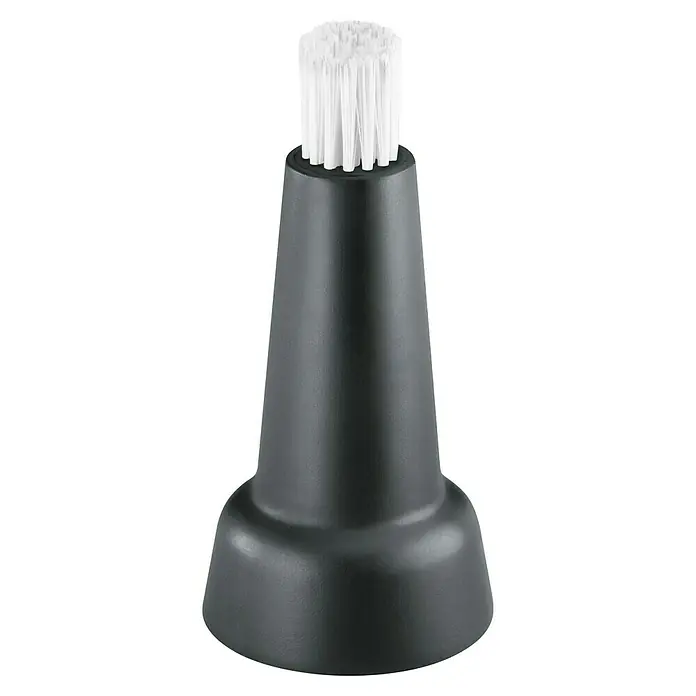 Bosch Detailbürste - Passend für: Bosch Akku-Universalbürste UniversalBrush - Eine Nahaufnahme eines Bürstenkopfes mit weißen Borsten und einem grauen kegelförmigen Griff.