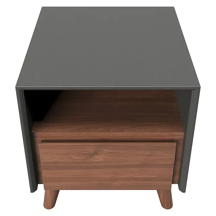 Phönix Playboy Nachttisch Victoria - L x B x H: 45 x 45 x 56,8 cm, Nussbaum - Das moderne Nachtkästchen besticht durch eine graue Oberfläche und eine Schublade in Walnussholzoptik, die Stauraum bietet. Die abgerundeten Füße sind ein Hingucker.