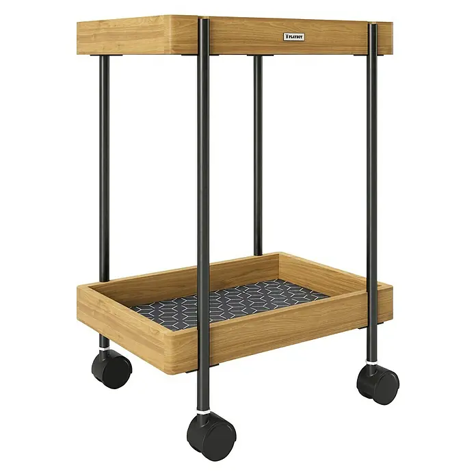 Phönix Playboy Beistellwagen Nancy - L x B x H: 30 x 46 x 57 cm, Braun - Eleganter Servierwagen mit Holztabletts und schwarzen Metallbeinen auf Rollen. Praktisch und stilvoll für jeden Raum.