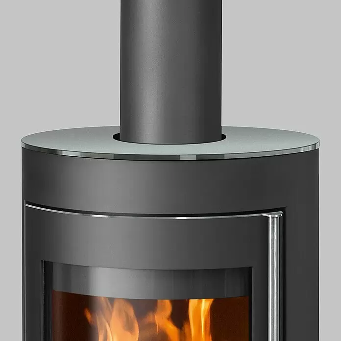Justus Kaminofen Meva - 5,5 kW, Raumheizvermögen: 88 m³, Farbe Verkleidung: Glas, Schwarz - Detailaufnahme