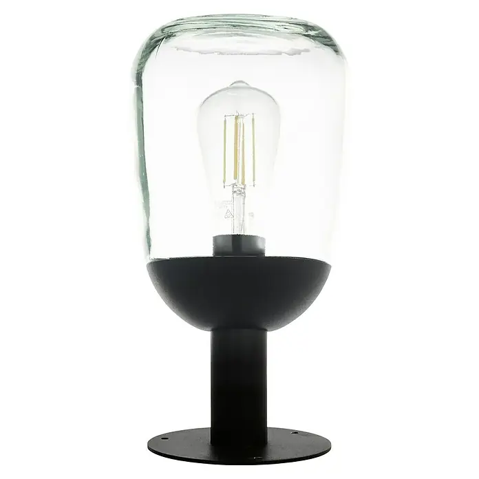 Eglo Donatori Sobremuro exterior - 60 W, Color del marco: Negro, 15,5 mm x 15,5 cm x 31 cm, Sin bombillas - Elegante lámpara de mesa con vidrio transparente y base negra para un ambiente acogedor. Perfecta como elemento de iluminación decorativa para cualquier habitación.