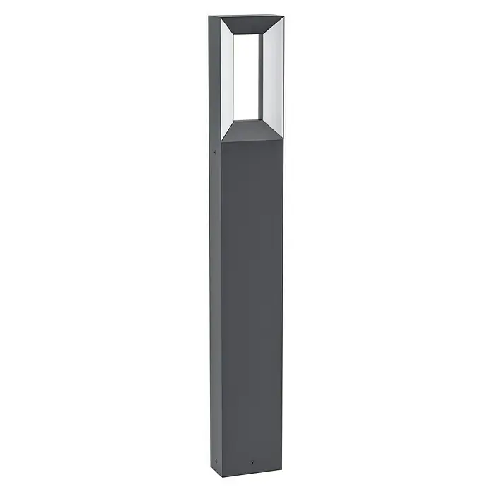 Eglo Riforano Sobremuro exterior - Color del marco: Negro, 6 x 11 x 77 cm, Con bombillas - Luminaria de bolardo gris moderna con forma rectangular y marco de luz blanco para uso exterior.