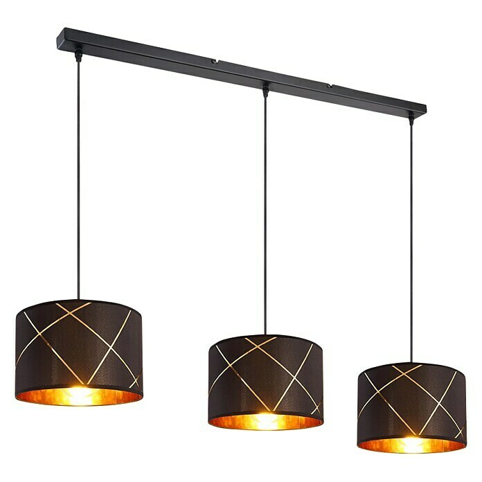 Globo Lámpara colgante redonda Bemmo (120 W, Ø x Al: 250 mm x 140 cm, Negro/Dorado, E27) | BAUHAUS