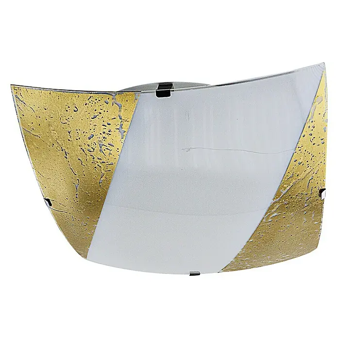 Plafón LED Cristal vin cuadrado - 12 W, L x An x Al: 8 x 25 x 25 cm, Oro, Blanco neutro - Primer plano de una elegante lámpara de techo con un borde dorado decorado y un centro blanco, prometiendo una luz cálida.