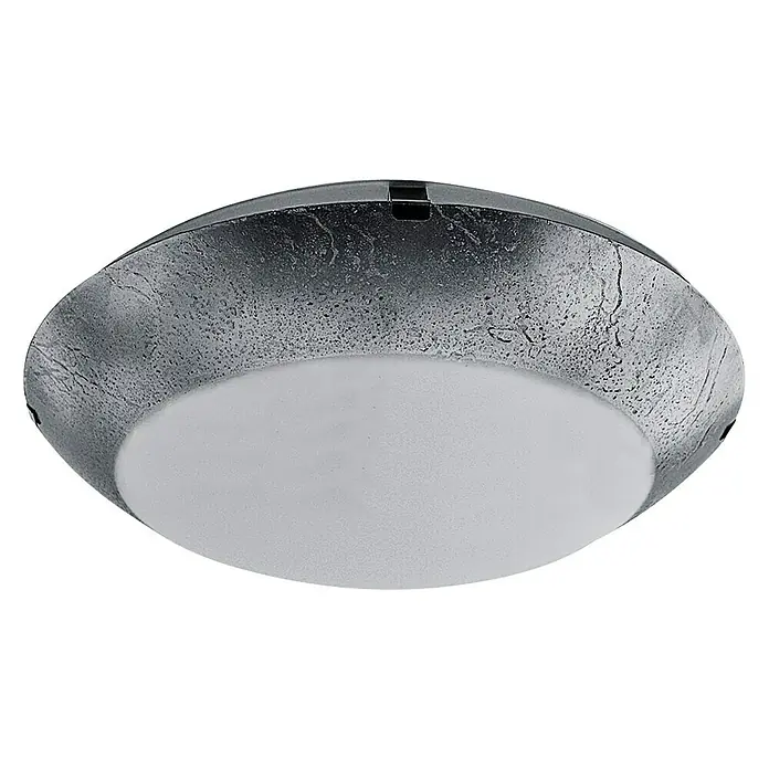 Plafón LED redondo Cristal vin - 18 W, Ø x Al: 350 mm x 12 cm, Plateado, Blanco neutro - Lámpara de techo moderna con marco plateado y pantalla blanca difusa, ideal para una iluminación elegante.