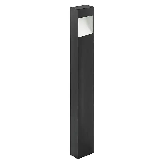 Eglo Sobremuro exterior Manfria - 10 W, Color del marco: Antracita, Blanco cálido, 7,5 x 13,5 x 87 cm, Con bombillas - Una lámpara de exterior negra, moderna y elegante con una salida de luz rectangular. Ideal para iluminar jardines y caminos.