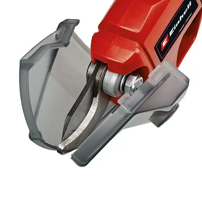 Einhell PXC 18V Tijeras de podar de batería GE-LS 18 Li- Solo - 18 V, Sin batería, Grosor de rama máx.: 28 mm - Tijeras de césped Einhell rojas con cuchillas metálicas y protector transparente.