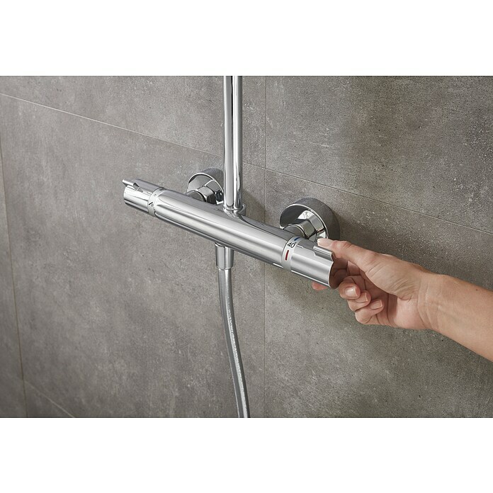 Hansgrohe Crometta Duschsystem E 240Mit Thermostatarmatur, Lochabstand: 103,4 cm, Anzahl Strahlarten: 2 Stk., Chrom Use Shot