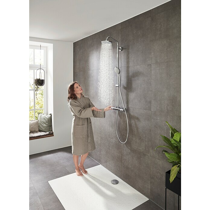 Hansgrohe Duschsystem Croma Showerpipe 160Mit Thermostatarmatur, Lochabstand: 93,2 cm, Anzahl Strahlarten: 4 Stk., Chrom, Höhe: 110,1 cm Use Shot