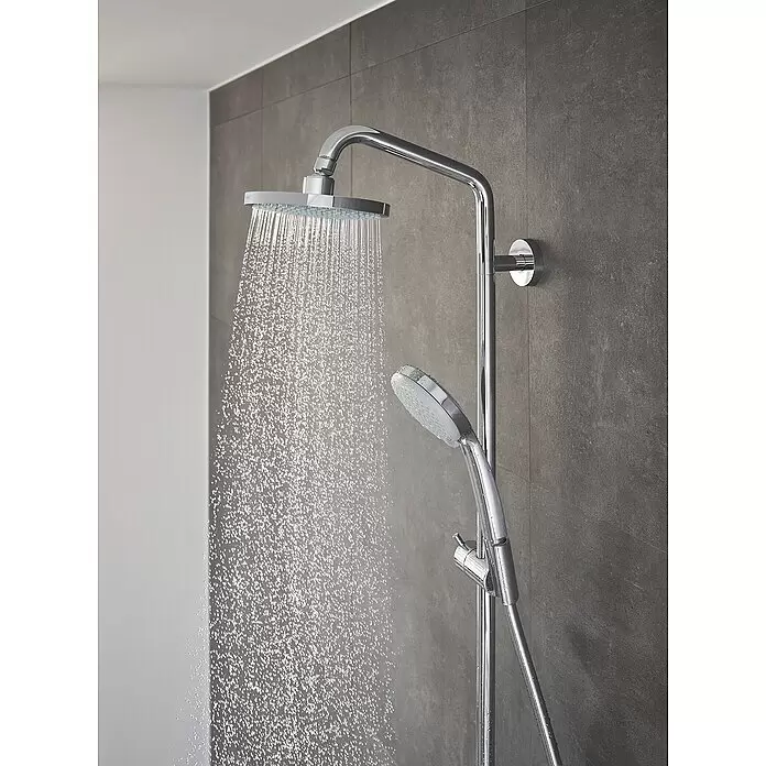 Hansgrohe Duschsystem Croma Showerpipe 160 - Mit Thermostatarmatur, Lochabstand: 93,2 cm, Anzahl Strahlarten: 4 Stk., Chrom, Höhe: 110,1 cm - Anwendungsbeispiel