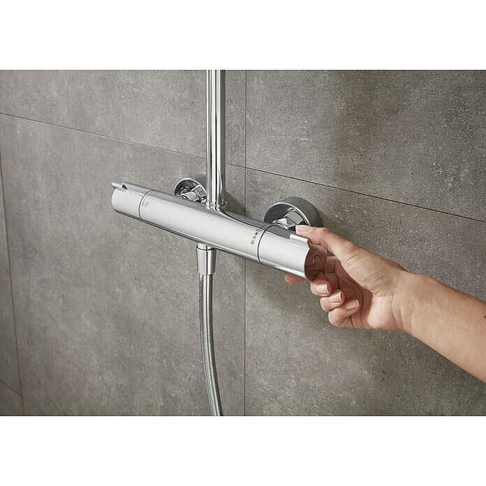 Hansgrohe Crometta Duschsystem E 240Mit Thermostatarmatur, Lochabstand: 103,4 cm, Anzahl Strahlarten: 2 Stk., Chrom Use Shot