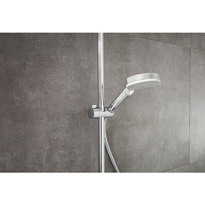 Hansgrohe Crometta Duschsystem E 240Mit Thermostatarmatur, Lochabstand: 103,4 cm, Anzahl Strahlarten: 2 Stk., Chrom Detail Shot