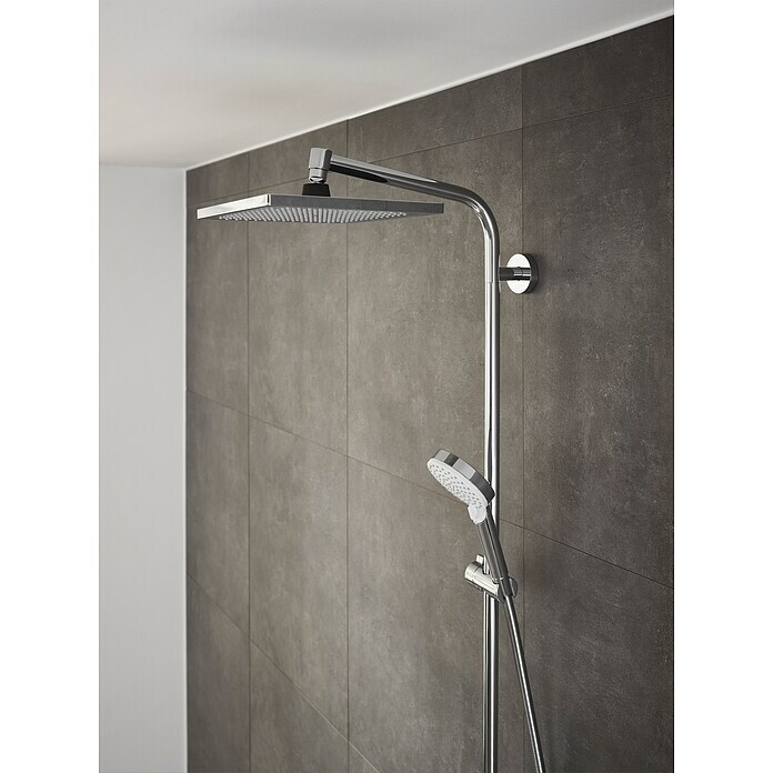 Hansgrohe Crometta Duschsystem E 240Mit Thermostatarmatur, Lochabstand: 103,4 cm, Anzahl Strahlarten: 2 Stk., Chrom Detail Shot