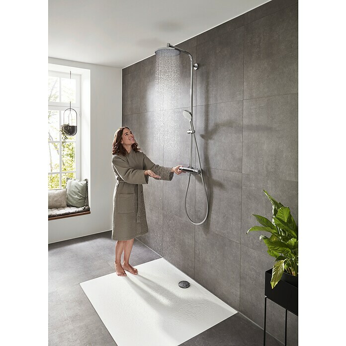 Hansgrohe Crometta Duschsystem S Showerpipe 240Mit Thermostatarmatur, Lochabstand: 103,4 cm, Anzahl Strahlarten: 2 Stk., Chrom Use Shot