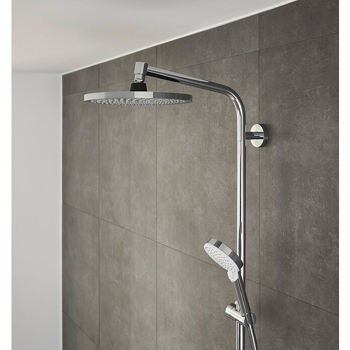 Hansgrohe Crometta Duschsystem S Showerpipe 240Mit Thermostatarmatur, Lochabstand: 103,4 cm, Anzahl Strahlarten: 2 Stk., Chrom Detail Shot