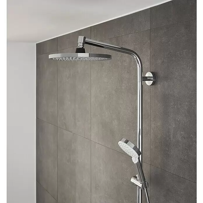 Hansgrohe Crometta Duschsystem S Showerpipe 240 - Mit Thermostatarmatur, Lochabstand: 103,4 cm, Anzahl Strahlarten: 2 Stk., Chrom - Detailaufnahme