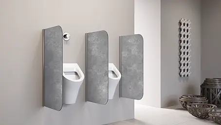 BAOCHADA Urinal-Trennwand 90x40 Cm – Wandmontiert, Aus Edelstahl & Kompaktlaminat, Hellgrau