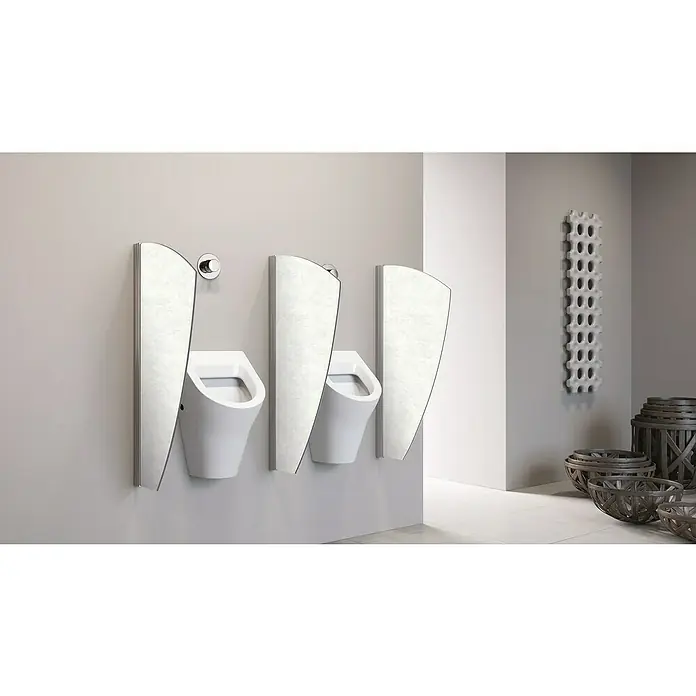 GEO Urinal-Trennwand Segel - 50 x 90 cm, Aluminium, Marmor - Elegante Urinale mit Trennwänden in einem modernen Badezimmerdesign. Stilvolle Sanitärkeramik für Herren.
