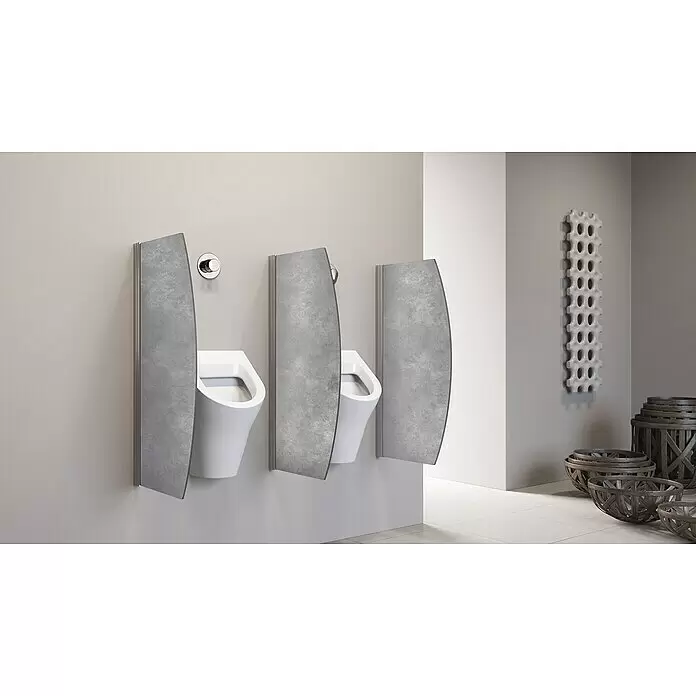 GEO Urinal-Trennwand Radius 10 - 50 x 90 cm, Aluminium, Villar - Stimmungsaufnahme