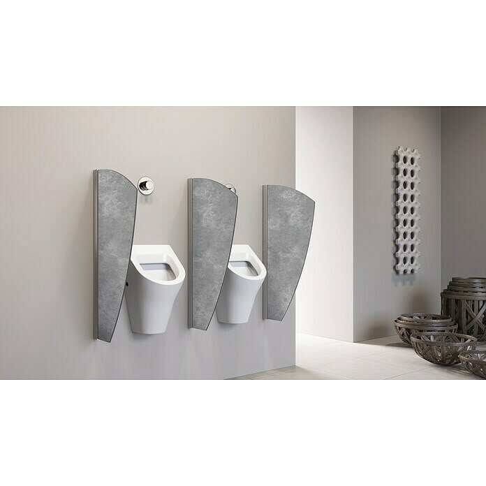 GEO Urinal-Trennwand Segel (50 x 90 cm, Aluminium-Verbundplatte mit Polyethylen-Kern, Dekor: Villar)