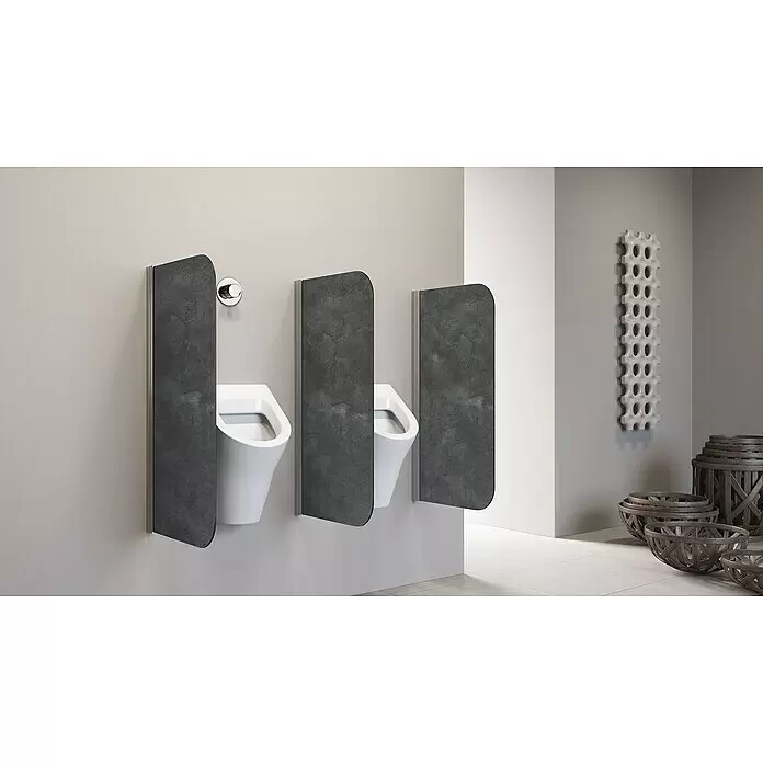 GEO Urinal-Trennwand Radius 100 - 50 x 90 cm, Aluminium, Grau - Stimmungsaufnahme