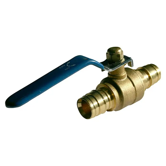 Isoltubex Válvula de línea - 25 mm, Latón - Válvula de cierre de latón con manija azul, conexión para tubos PEX. Ideal para instalaciones de fontanería y sistemas de calefacción.