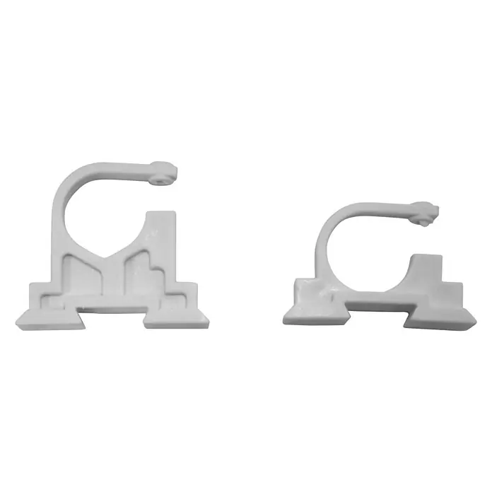 Isoltubex Set de abrazaderas para colector - 6 ud. - Dos abrazaderas de tubo blancas sin usar con base de montaje, ideales para fijar tubos y cables.