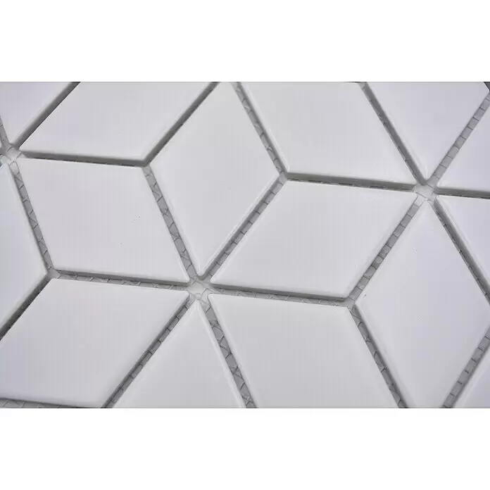 Mosaikfliese Würfel POV 04 - 26,6 x 30,5 cm, Weiß, Matt - Detailaufnahme