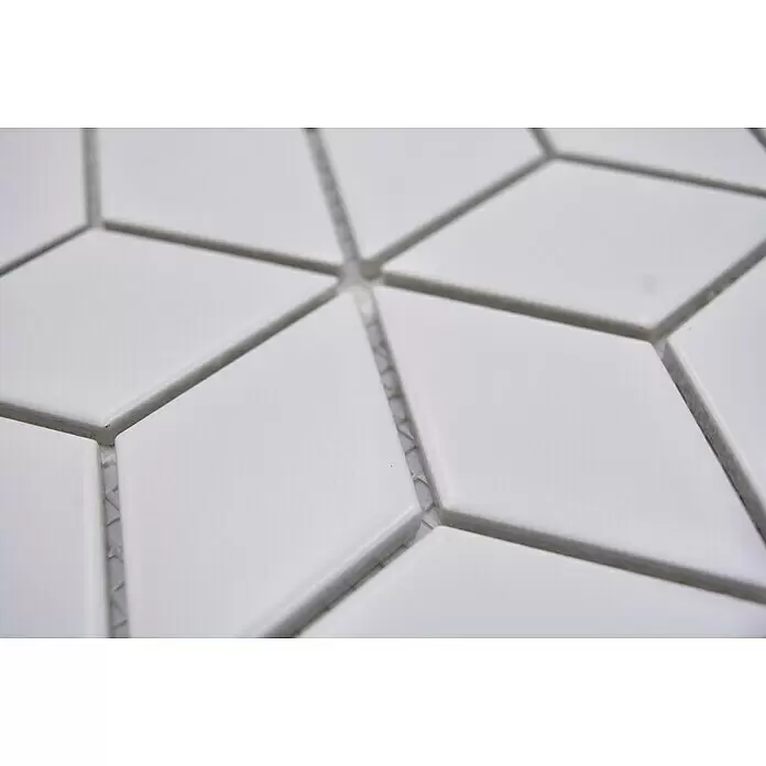 Mosaikfliese Würfel POV 04 - 26,6 x 30,5 cm, Weiß, Matt - Detailaufnahme