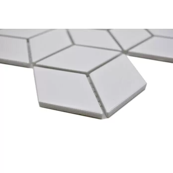 Mosaikfliese Würfel POV 04 - 26,6 x 30,5 cm, Weiß, Matt - Detailaufnahme