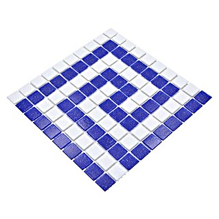 Mosaikfliese Quadrat Crystal GM BO 16P (21,7 x 21,7 cm, Blau/Weiß, Glänzend)